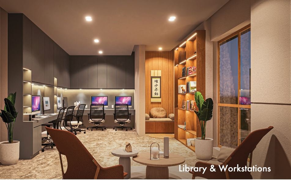Library and co-working workstation spaces – Shree Om Paradise Borivali West