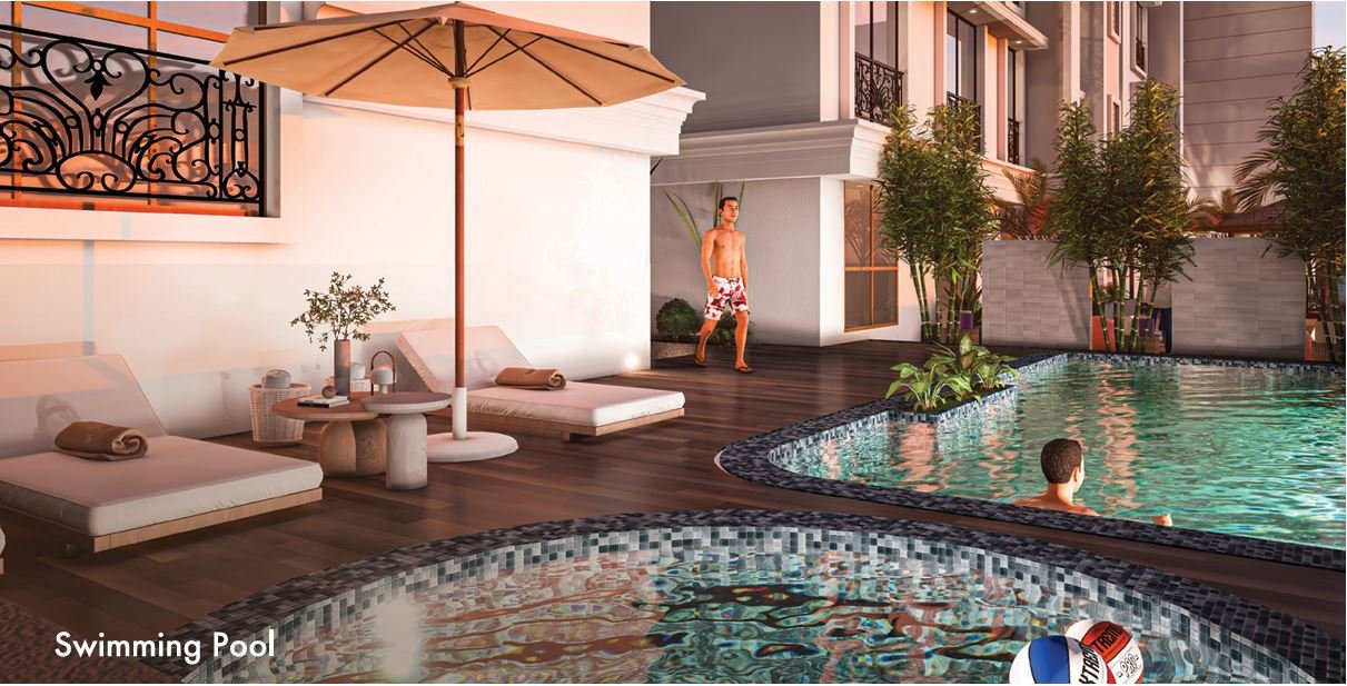 Luxury swimming pool with leisure deck – Shree Om Paradise Borivali West