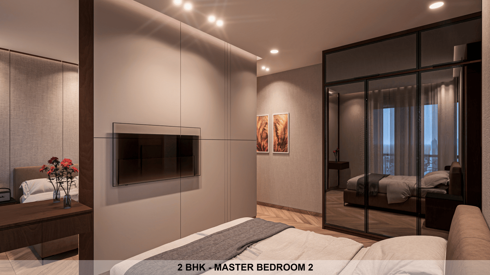 Tranquil bedroom with elegant interiors – Shree Om Paradise Borivali West