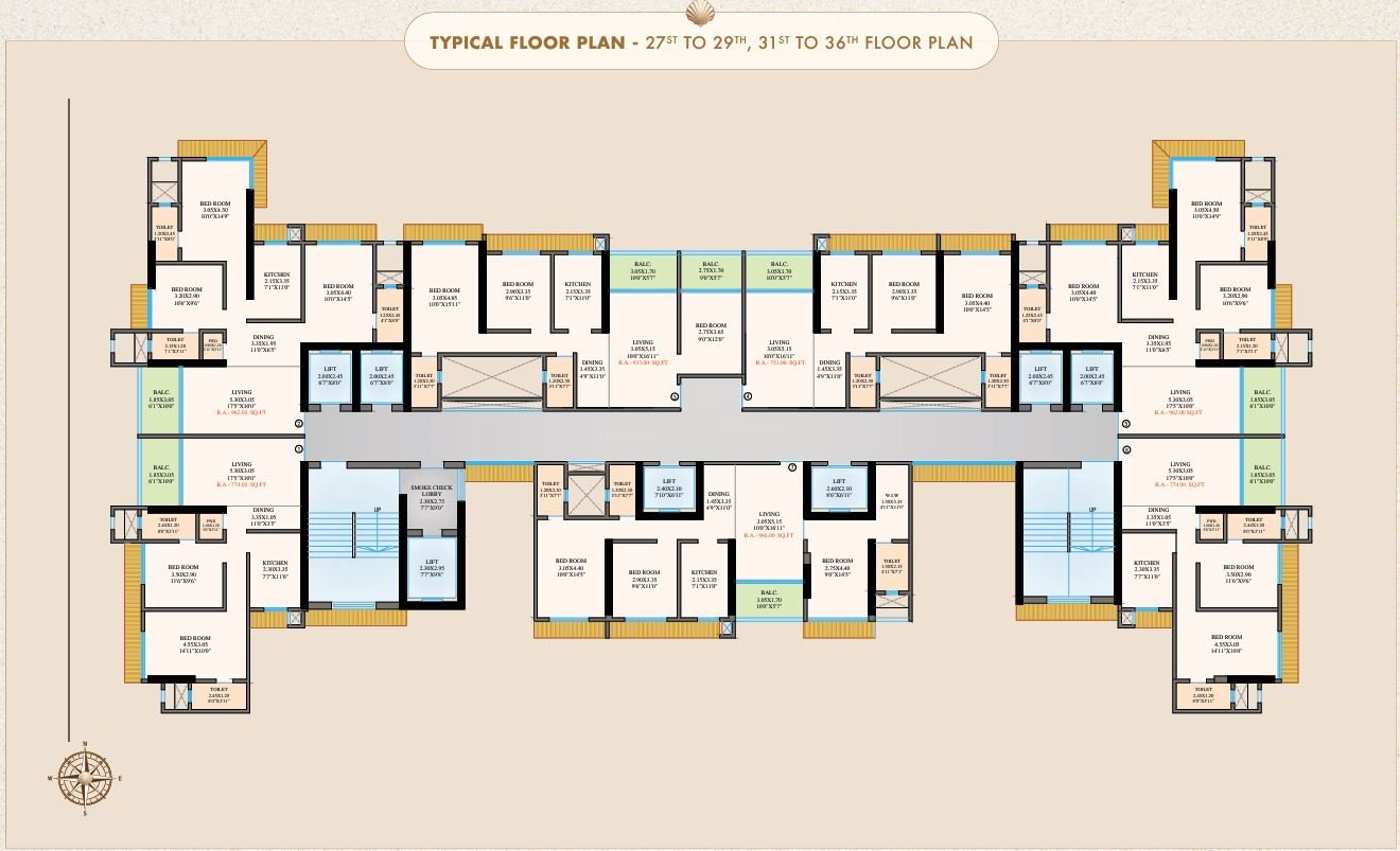 Spacious floor plan layout for 2 & 3 BHK homes – Shree Om Paradise Borivali West