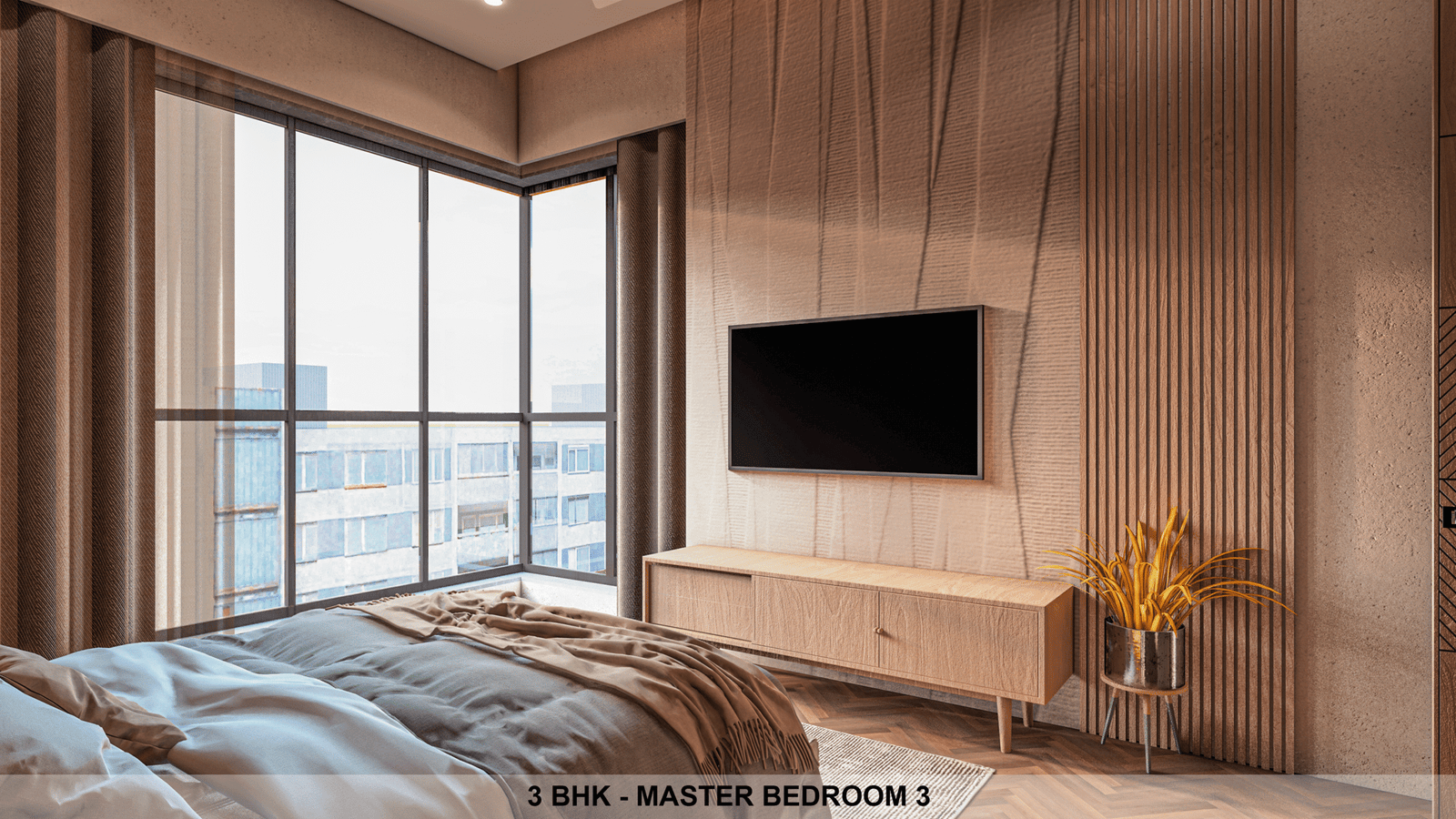 Tranquil bedroom with elegant interiors – Shree Om Paradise Borivali West