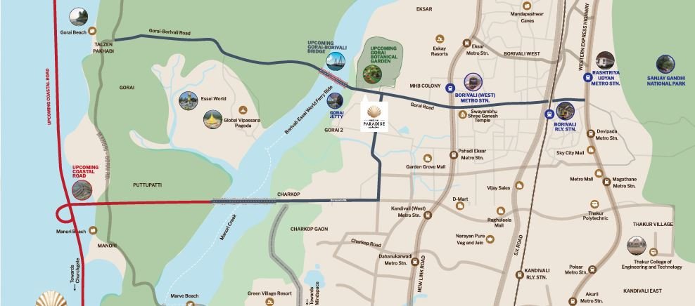 Location map with prime connectivity highlights – Shree Om Paradise Borivali West