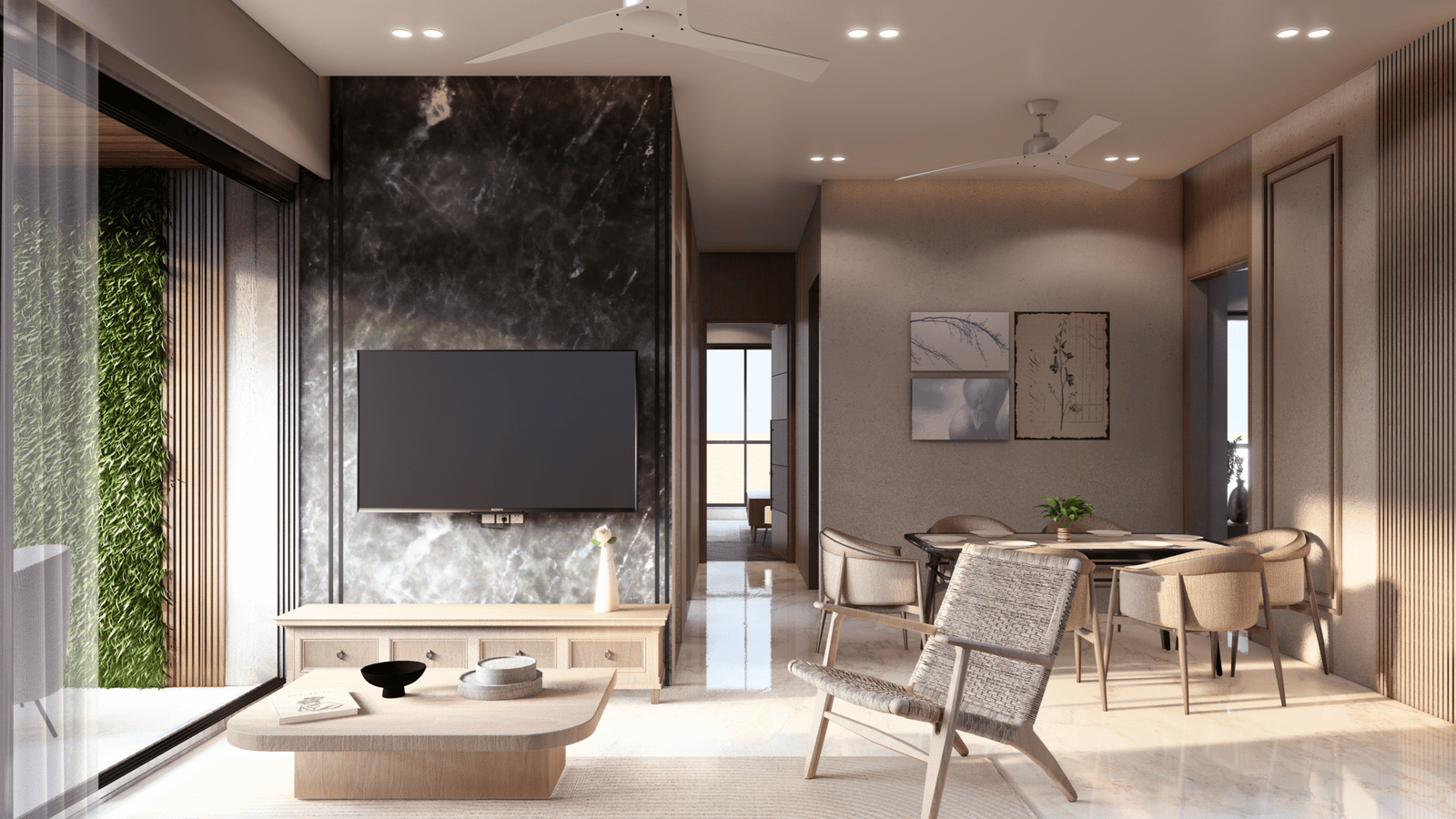 Luxury living room with premium interiors – Shree Om Paradise Borivali West